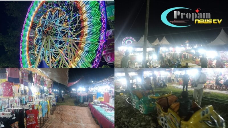 Pasar Malam Taman Ria Ramai Di Padati Pengunjung Di Desa Arjasari Kec. Patrol Kab. Indramayu